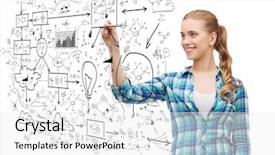  Presentation with transparent screen - Slides consisting of financial education - happiness and people concept background and a white colored foreground