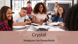  Presentation with high school - Audience pleasing slides consisting of education - high school kids looking backdrop and a coral colored foreground