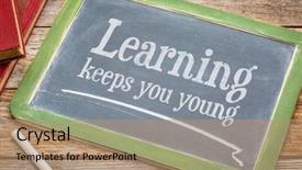  Presentation with rustic blackboard - Beautiful slide set featuring continueing education - learning keeps you young backdrop and a coral colored foreground