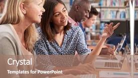  Presentation with learning - Theme consisting of education - mature female student with tutor background and a coral colored foreground