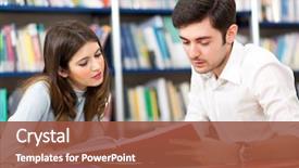  Presentation with library - Slide deck enhanced with education - people studying together background and a tawny brown colored foreground