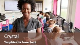  Presentation with high school students - Presentation with education - portrait of female teacher holding background and a tawny brown colored foreground