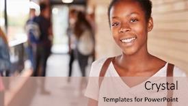  Presentation with college - Audience pleasing slide set consisting of education - portrait of female teenage student backdrop and a coral colored foreground
