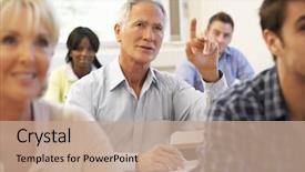  Presentation with class - Slide deck consisting of education - senior student in class background and a coral colored foreground