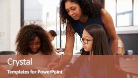  Presentation with technology students - Cool new PPT theme with education - teacher helping high school students backdrop and a red colored foreground