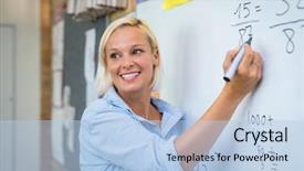  Presentation with elementary children - PPT layouts having education - teacher teaching how to count background and a light blue colored foreground