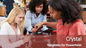  Presentation with robotic vehicle - PPT theme with education - teacher with female pupils building background and a red colored foreground