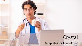  Presentation with human anatomy - Beautiful theme featuring young male doctor with human' backdrop and a soft green colored foreground