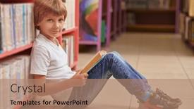  Presentation with children reading - Theme enhanced with education-a-boy-in-casual background and a coral colored foreground