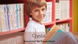  Presentation with education cute - Presentation theme consisting of education-a-cute-boy background and a coral colored foreground