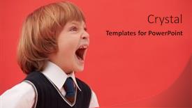  Presentation with education red - Presentation theme having education-a-funny-schoolboy background and a  colored foreground