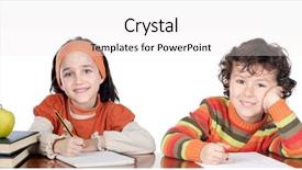  Presentation with students - Colorful presentation theme enhanced with education abc - two brothers students backdrop and a sky blue colored foreground