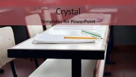  Presentation with academic - Presentation theme consisting of education academic - books and pencil on desk background and a violet colored foreground