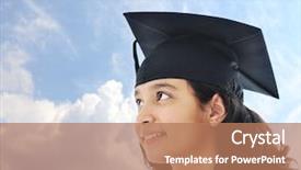  Presentation with diploma - Amazing PPT theme having education academic - diploma graduating little arabic student backdrop and a coral colored foreground