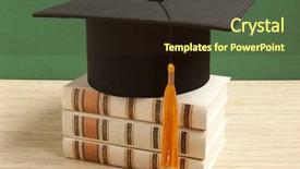  Presentation with old-book - Slide deck featuring education academic - graduation hat with old book background and a wine colored foreground