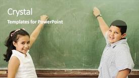  Presentation with children education - Cool new theme with education activities in classroom backdrop and a  colored foreground