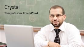  Presentation with classroom - PPT theme featuring education activities in classroom background and a light gray colored foreground