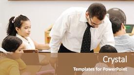  Presentation with children education - Audience pleasing presentation design consisting of education activities in classroom at school happy children learning backdrop and a coral colored foreground