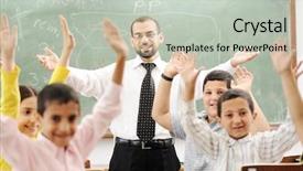  Presentation with children education - Slide deck enhanced with education activities in classroom background and a  colored foreground