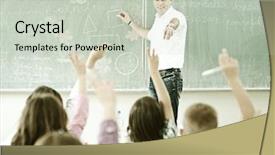  Presentation with school kids - PPT layouts having education activity helped by teacher background and a soft green colored foreground