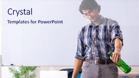  Presentation with drinking alcohol - Slide set having education alcohol - male teacher drinking background and a sky blue colored foreground