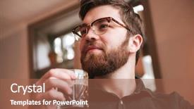  Presentation with drinking alcohol - PPT theme featuring education alcohol - photo of handsome bearded young background and a coral colored foreground