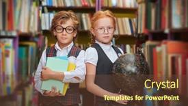  Presentation with bookshop - Slide deck consisting of education-and-clever-children-two background and a tawny brown colored foreground