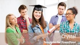  Presentation with certificate - Colorful PPT theme enhanced with education and competition concept - girl backdrop and a coral colored foreground