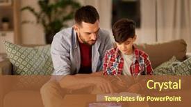  Presentation with homework - Slides featuring education and family concept - father background and a tawny brown colored foreground