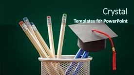  Presentation with study - Cool new slide set with education-and-graduate-study-concept backdrop and a forest green colored foreground