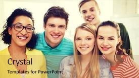  Presentation with happiness - PPT theme enhanced with education and happiness concept - group background and a coral colored foreground