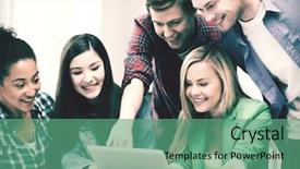  Presentation with students - Audience pleasing presentation design consisting of education and internet - smiling students backdrop and a seafoam green colored foreground