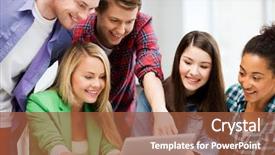  Presentation with education and internet - Beautiful PPT layouts featuring education and internet - smiling students backdrop and a red colored foreground