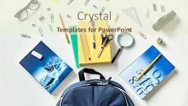  Presentation with education supplies - Presentation theme consisting of education-and-learning-concept-blue background and a cream colored foreground