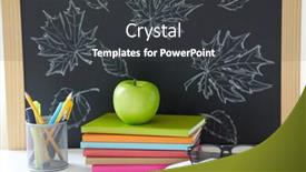  Presentation with education supplies - Beautiful presentation theme featuring education-and-learning-concept-books backdrop and a dark gray colored foreground