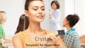  Presentation with education technology - Beautiful PPT theme featuring education and new technology concept - student writing something in the air with marker backdrop and a coral colored foreground