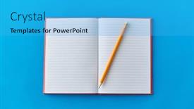  Presentation with diary - Slide set with education-and-object-concept-open background and a cyan colored foreground