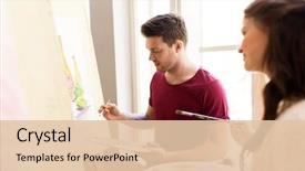  Presentation with creativity - Presentation design consisting of education and people concept - art background and a lemonade colored foreground