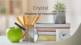  Presentation with apple flower - Colorful PPT layouts enhanced with education-and-school-concept-books backdrop and a soft green colored foreground