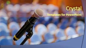  Presentation with microphone - Slide set enhanced with stage coach - microphone close up background and a tawny brown colored foreground