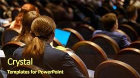  Presentation with congress - Colorful PPT layouts enhanced with science comference - people attend business conference backdrop and a  colored foreground