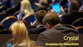  Presentation with congress - Amazing PPT layouts having science comference - people attend business conference backdrop and a tawny brown colored foreground