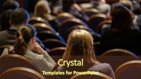  Presentation with congress - Slide deck consisting of science comference - people attend business conference background and a tawny brown colored foreground