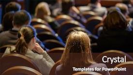  Presentation with congress - Theme having science comference - people attend business conference background and a tawny brown colored foreground