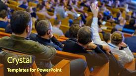  Presentation with congress - Cool new slide deck with science comference - people attend business conference backdrop and a  colored foreground