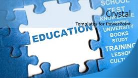  Presentation with blue puzzle pieces - Audience pleasing presentation theme consisting of education blue puzzle pieces assembled backdrop and a light blue colored foreground