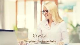  Presentation with education technology - PPT layouts consisting of education business and technology concept - smiling businesswoman or student in eyeglasses with laptop computer and documents over office room background background and a lemonade colored foreground