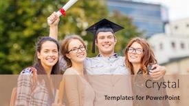  Presentation with files - Amazing PPT layouts having education campus and teenage concept - group of students or teenagers with files folders eyeglasses and diploma backdrop and a coral colored foreground