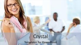  Presentation with cute - Presentation theme with education career - portrait of cute girl background and a light blue colored foreground