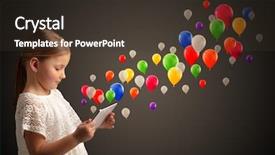  Presentation with colourful education - Colorful presentation enhanced with education cartoon - cute little girl using tablet backdrop and a tawny brown colored foreground